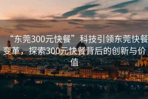 “東莞300元快餐”科技引領(lǐng)東莞快餐變革，探索300元快餐背后的創(chuàng  )新與價(jià)值