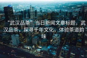 “武漢品茶”當日新聞文章標題，武漢品茶，探尋千年文化，體驗茶道韻味
