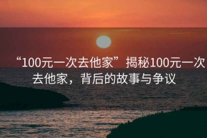 “100元一次去他家”揭秘100元一次去他家，背后的故事與爭議