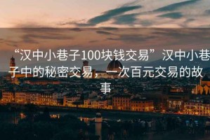 “漢中小巷子100塊錢(qián)交易”漢中小巷子中的秘密交易，一次百元交易的故事