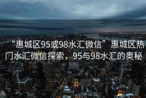 “惠城區95或98水匯微信”惠城區熱門(mén)水匯微信探索，95與98水匯的奧秘