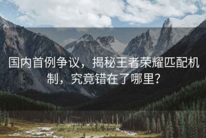 國內首例爭議，揭秘王者榮耀匹配機制，究竟錯在了哪里？