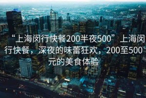 “上海閔行快餐200半夜500”上海閔行快餐，深夜的味蕾狂歡，200至500元的美食體驗