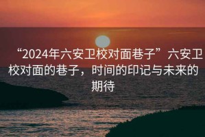 “2024年六安衛校對面巷子”六安衛校對面的巷子，時(shí)間的印記與未來(lái)的期待