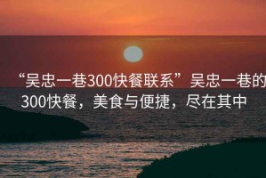 “吳忠一巷300快餐聯(lián)系”吳忠一巷的300快餐，美食與便捷，盡在其中