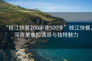 “枝江快餐200半夜500多”枝江快餐，深夜美食的誘惑與獨特魅力