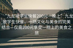 “九龍坡學(xué)生快餐200元一晚上”九龍坡學(xué)生快餐，一場(chǎng)文化與美食的完美結合—僅需200元享受一晚上的美食之旅