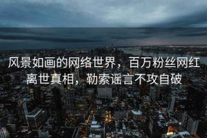 風(fēng)景如畫(huà)的網(wǎng)絡(luò )世界，百萬(wàn)粉絲網(wǎng)紅離世真相，勒索謠言不攻自破
