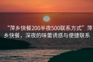 “萍鄉快餐200半夜500聯(lián)系方式”萍鄉快餐，深夜的味蕾誘惑與便捷聯(lián)系