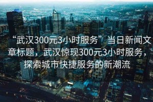 “武漢300元3小時(shí)服務(wù)”當日新聞文章標題，武漢驚現300元3小時(shí)服務(wù)，探索城市快捷服務(wù)的新潮流