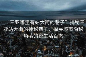 “三亞哪里有站大街的巷子”揭秘三亞站大街的神秘巷子，探尋城市隱秘角落的夜生活百態(tài)