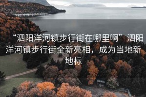 “泗陽(yáng)洋河鎮步行街在哪里啊”泗陽(yáng)洋河鎮步行街全新亮相，成為當地新地標