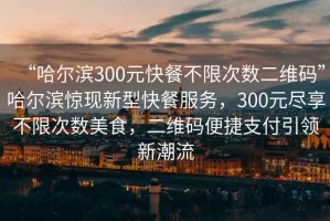 “哈爾濱300元快餐不限次數二維碼”哈爾濱驚現新型快餐服務(wù)，300元盡享不限次數美食，二維碼便捷支付引領(lǐng)新潮流