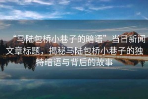“馬陸包橋小巷子的暗語(yǔ)”當日新聞文章標題，揭秘馬陸包橋小巷子的獨特暗語(yǔ)與背后的故事