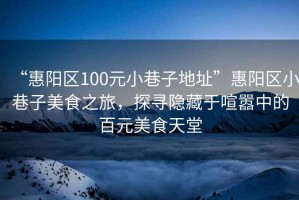 “惠陽(yáng)區100元小巷子地址”惠陽(yáng)區小巷子美食之旅，探尋隱藏于喧囂中的百元美食天堂