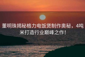 董明珠揭秘格力電飯煲制作奧秘，4噸米打造行業(yè)巔峰之作！