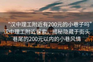 “漢中理工附近有200元的小巷子嗎”漢中理工附近探索，揭秘隱藏于街頭巷尾的200元以?xún)鹊男∠镲L(fēng)情