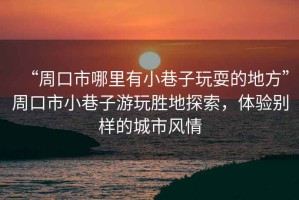 “周口市哪里有小巷子玩耍的地方”周口市小巷子游玩勝地探索，體驗別樣的城市風(fēng)情