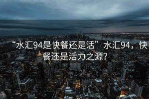 “水匯94是快餐還是活”水匯94，快餐還是活力之源？