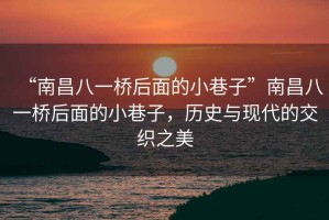 “南昌八一橋后面的小巷子”南昌八一橋后面的小巷子，歷史與現代的交織之美