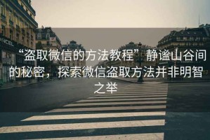 “盜取微信的方法教程”靜謐山谷間的秘密，探索微信盜取方法并非明智之舉