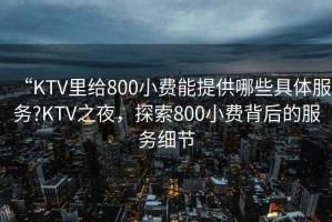 “KTV里給800小費能提供哪些具體服務(wù)?KTV之夜，探索800小費背后的服務(wù)細節