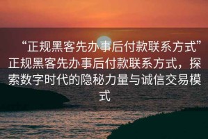 “正規黑客先辦事后付款聯(lián)系方式”正規黑客先辦事后付款聯(lián)系方式，探索數字時(shí)代的隱秘力量與誠信交易模式