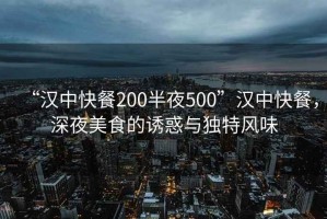 “漢中快餐200半夜500”漢中快餐，深夜美食的誘惑與獨特風(fēng)味