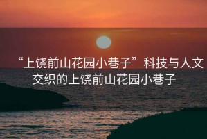 “上饒前山花園小巷子”科技與人文交織的上饒前山花園小巷子