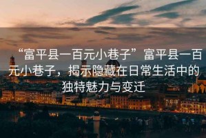 “富平縣一百元小巷子”富平縣一百元小巷子，揭示隱藏在日常生活中的獨特魅力與變遷