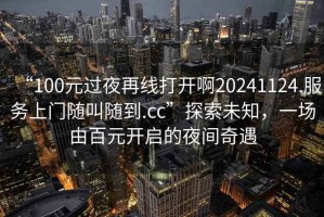“100元過(guò)夜再線(xiàn)打開(kāi)啊20241124.服務(wù)上門(mén)隨叫隨到.cc”探索未知，一場(chǎng)由百元開(kāi)啟的夜間奇遇