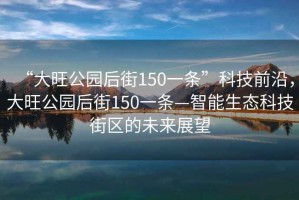 “大旺公園后街150一條”科技前沿，大旺公園后街150一條—智能生態(tài)科技街區的未來(lái)展望