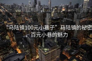 “馬陸鎮100元小巷子”馬陸鎮的秘密，百元小巷的魅力
