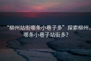 “柳州站街哪條小巷子多”探索柳州，哪條小巷子站街多？