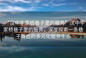 “漢中牛家橋巷子里的服務(wù)”漢中牛家橋巷子里的服務(wù)，深度探索一條巷子背后的多元化服務(wù)生態(tài)