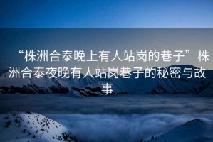 “株洲合泰晚上有人站崗的巷子”株洲合泰夜晚有人站崗巷子的秘密與故事
