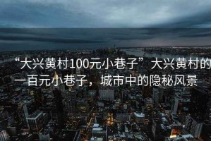 “大興黃村100元小巷子”大興黃村的一百元小巷子，城市中的隱秘風(fēng)景