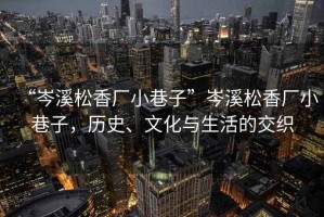 “岑溪松香廠(chǎng)小巷子”岑溪松香廠(chǎng)小巷子，歷史、文化與生活的交織