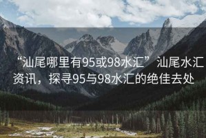 “汕尾哪里有95或98水匯”汕尾水匯資訊，探尋95與98水匯的絕佳去處
