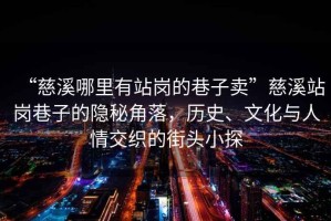 “慈溪哪里有站崗的巷子賣(mài)”慈溪站崗巷子的隱秘角落，歷史、文化與人情交織的街頭小探