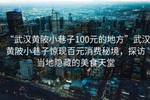 “武漢黃陂小巷子100元的地方”武漢黃陂小巷子驚現百元消費秘境，探訪(fǎng)當地隱藏的美食天堂
