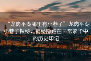 “龍崗平湖哪里有小巷子”龍崗平湖小巷子探秘，揭秘隱藏在日常繁華中的歷史印記