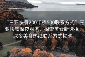 “三亞快餐200半夜500聯(lián)系方式”三亞快餐深夜服務(wù)，探索美食新選擇，深夜美食熱線(xiàn)聯(lián)系方式揭曉