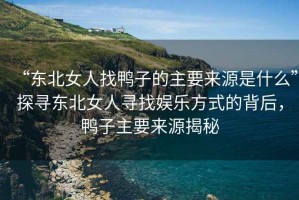 “東北女人找鴨子的主要來(lái)源是什么”探尋東北女人尋找?jiàn)蕵?lè )方式的背后，鴨子主要來(lái)源揭秘