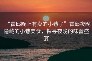 “霍邱晚上有賣(mài)的小巷子”霍邱夜晚隱藏的小巷美食，探尋夜晚的味蕾盛宴