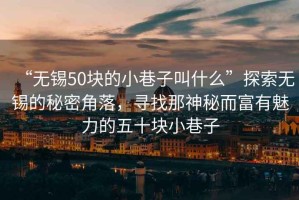 “無(wú)錫50塊的小巷子叫什么”探索無(wú)錫的秘密角落，尋找那神秘而富有魅力的五十塊小巷子