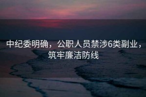 中紀委明確，公職人員禁涉6類(lèi)副業(yè)，筑牢廉潔防線(xiàn)