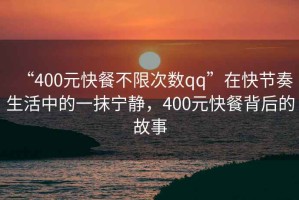 “400元快餐不限次數qq”在快節奏生活中的一抹寧靜，400元快餐背后的故事
