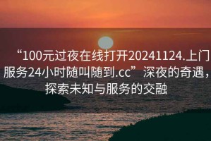 “100元過(guò)夜在線(xiàn)打開(kāi)20241124.上門(mén)服務(wù)24小時(shí)隨叫隨到.cc”深夜的奇遇，探索未知與服務(wù)的交融