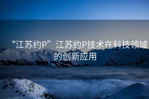 “江蘇約P”江蘇約P技術(shù)在科技領(lǐng)域的創(chuàng  )新應用